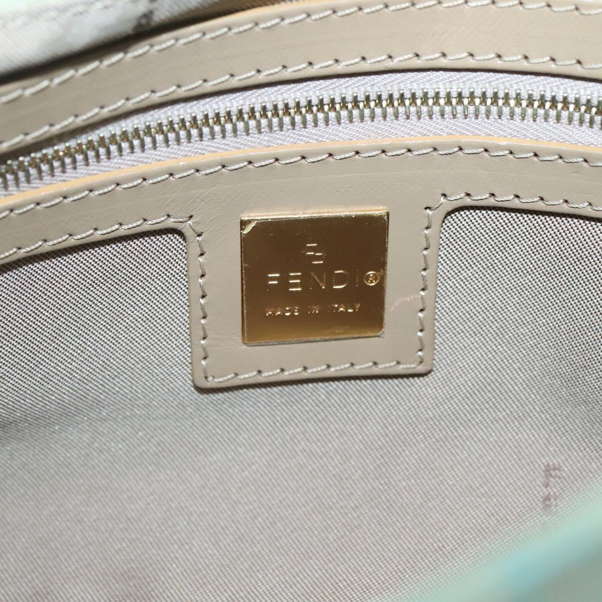 FENDI Zucchino Canvas Mamma Baguette Shoulder Bag Enamel Green Gold Auth 126178