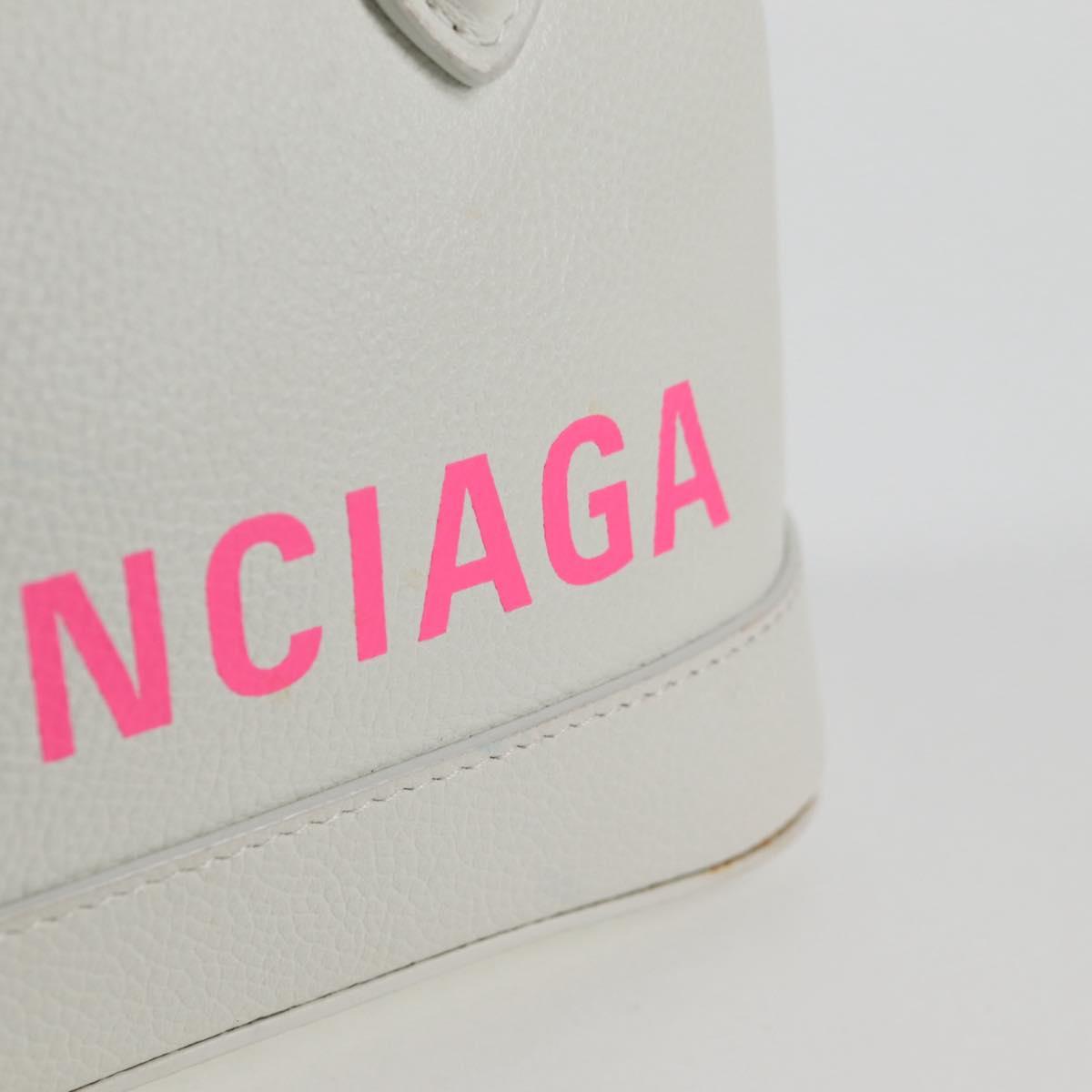 BALENCIAGA Ville Top Handle Hand Bag Leather 2way White 550646 Auth 126183M