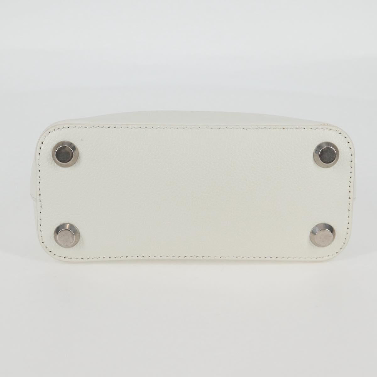 BALENCIAGA Ville Top Handle Hand Bag Leather 2way White 550646 Auth 126183M