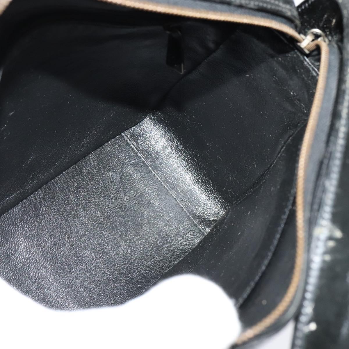 CHANEL Bicolore Shoulder Bag Enamel Black CC Auth 126184