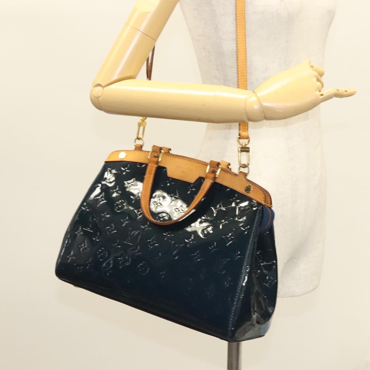 LOUIS VUITTON Vernis Blair MM Hand Bag 2way Grand blue M90054 LV Auth 126234