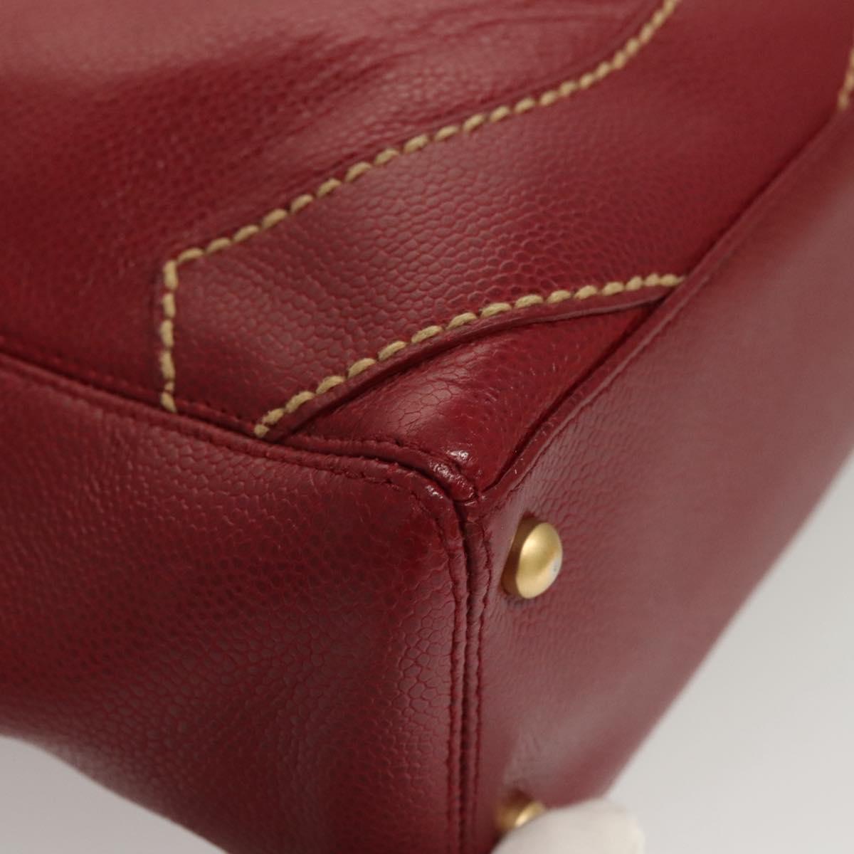 CHANEL Wild Stitch Hand Bag Caviar Skin Bordeaux Gold CC Auth 126239V