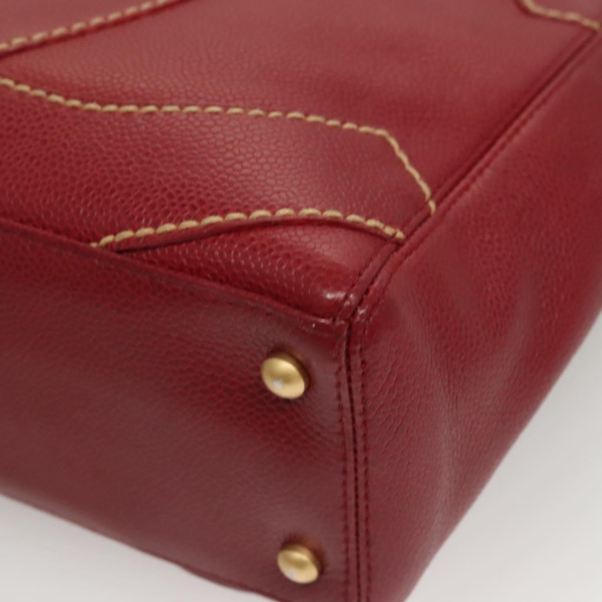 CHANEL Wild Stitch Hand Bag Caviar Skin Bordeaux Gold CC Auth 126239V
