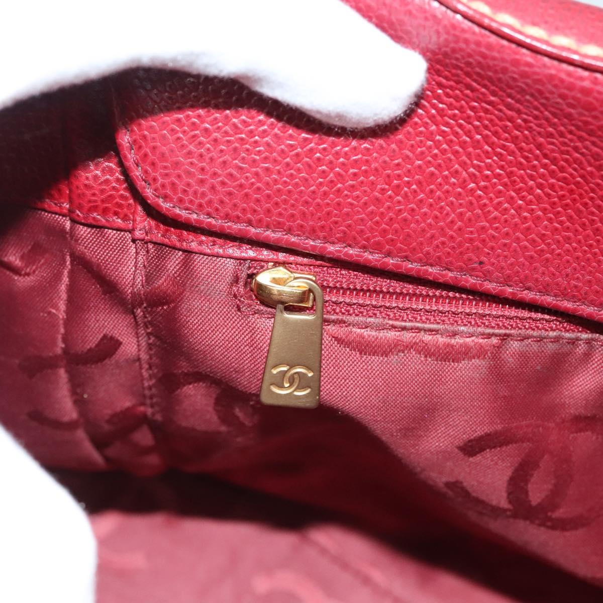 CHANEL Wild Stitch Hand Bag Caviar Skin Bordeaux Gold CC Auth 126239V