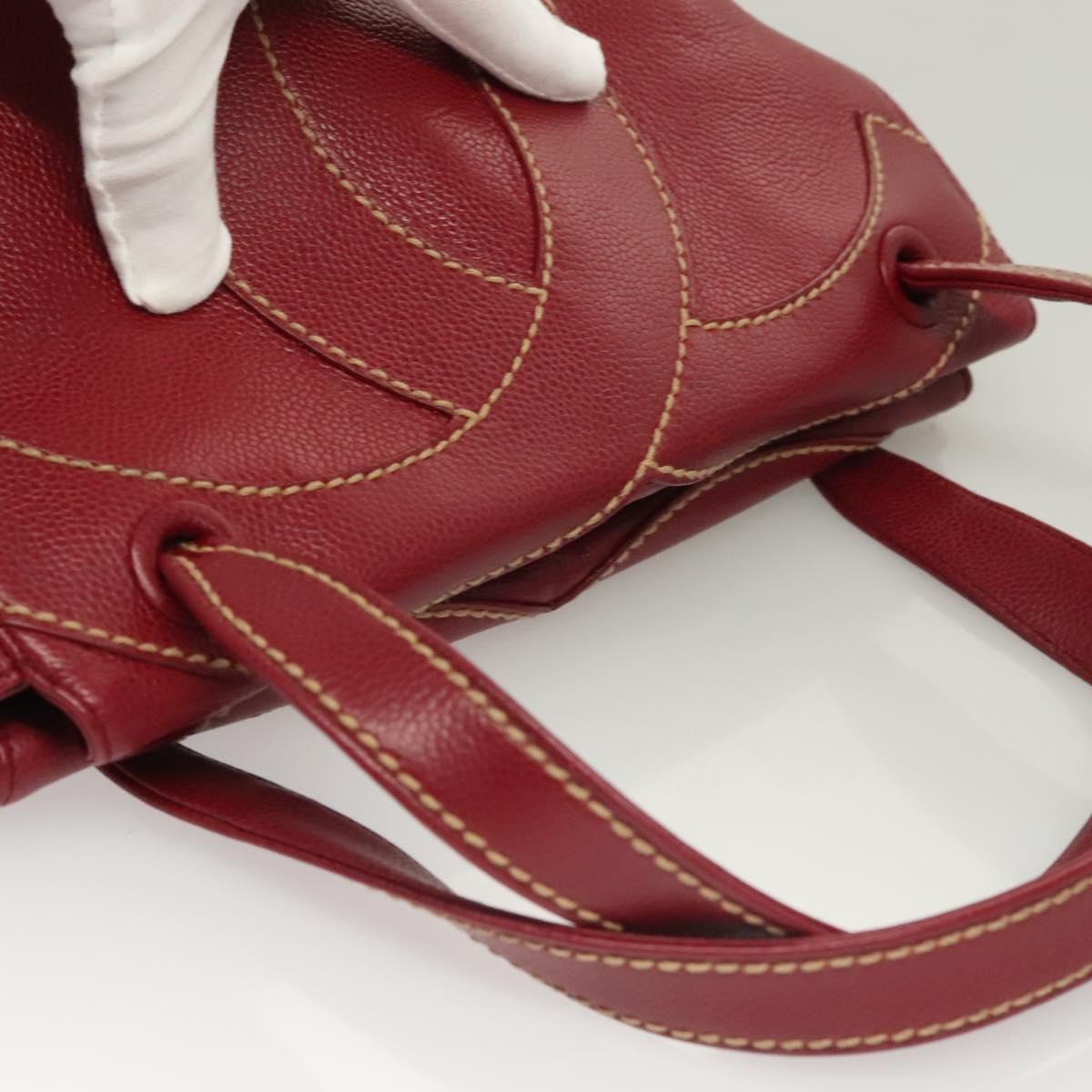 CHANEL Wild Stitch Hand Bag Caviar Skin Bordeaux Gold CC Auth 126239V
