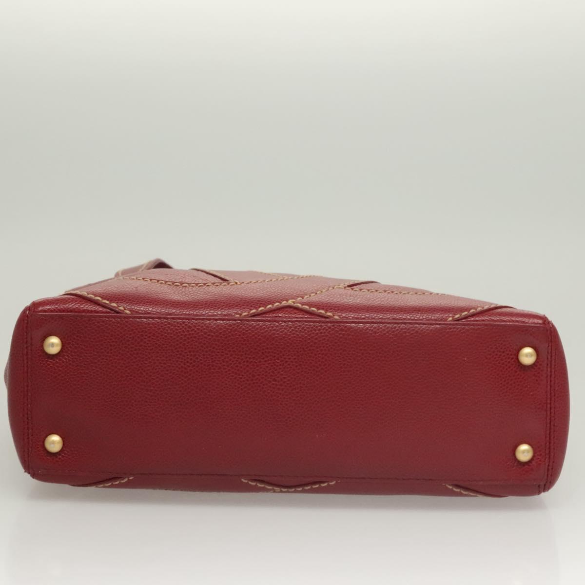 CHANEL Wild Stitch Hand Bag Caviar Skin Bordeaux Gold CC Auth 126239V