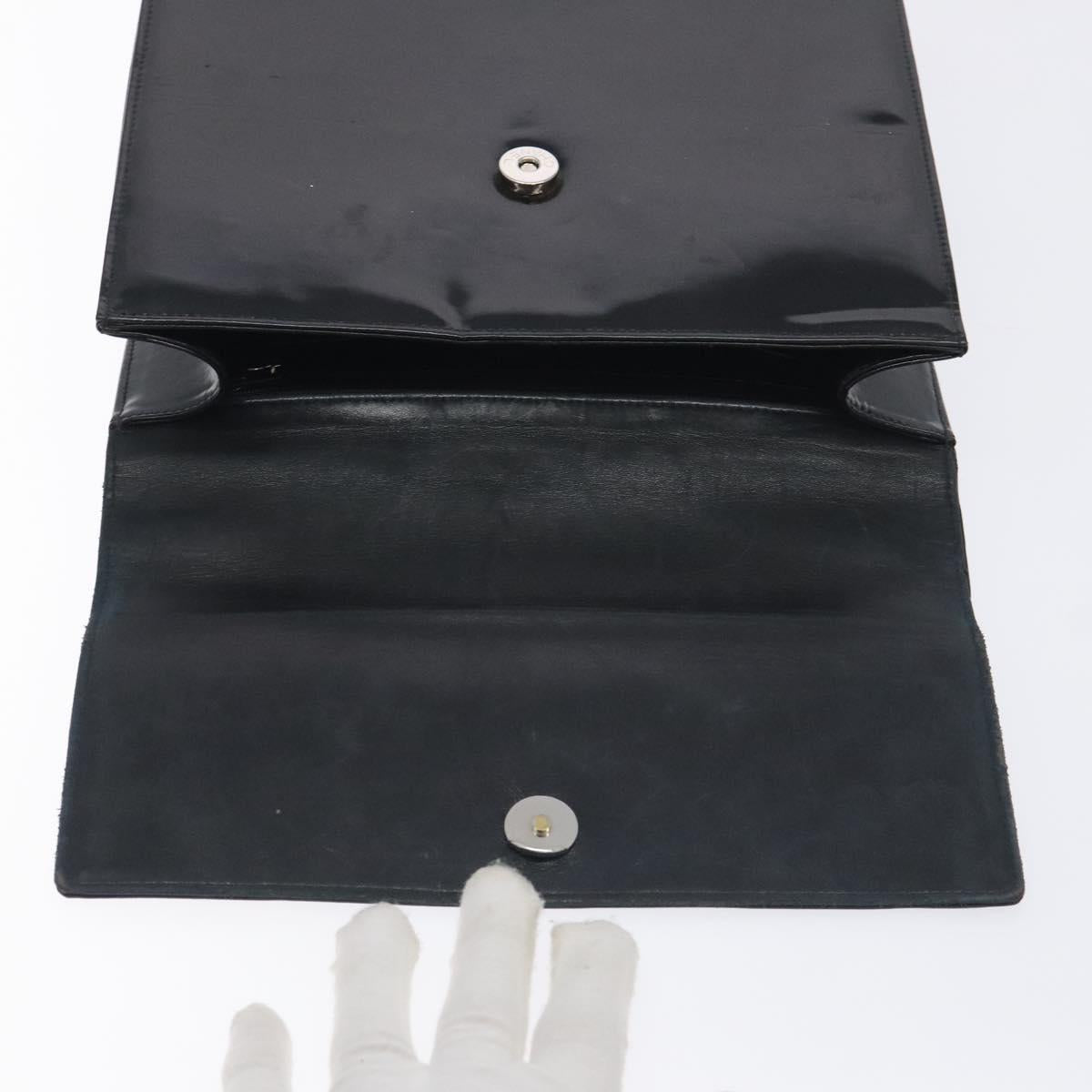 CHANEL COCO Mark Chain Hand Bag Patent leather Black Silver CC Auth 126242