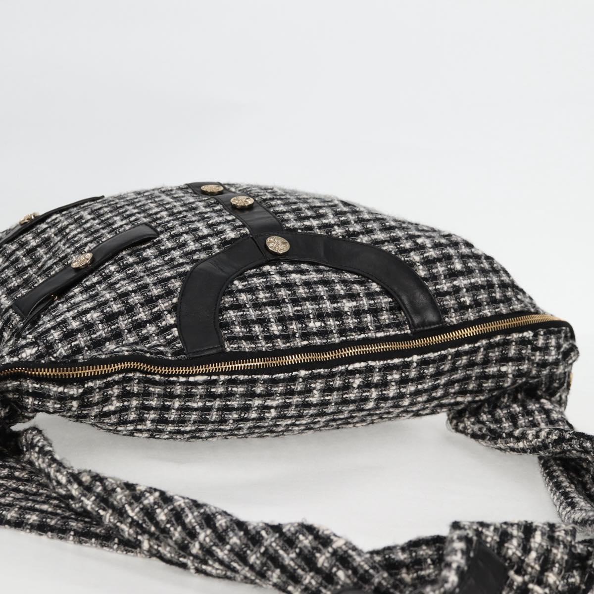 CHANEL Girl Chanel Jacket Shoulder Bag tweed Black White CC Auth 126244SAV