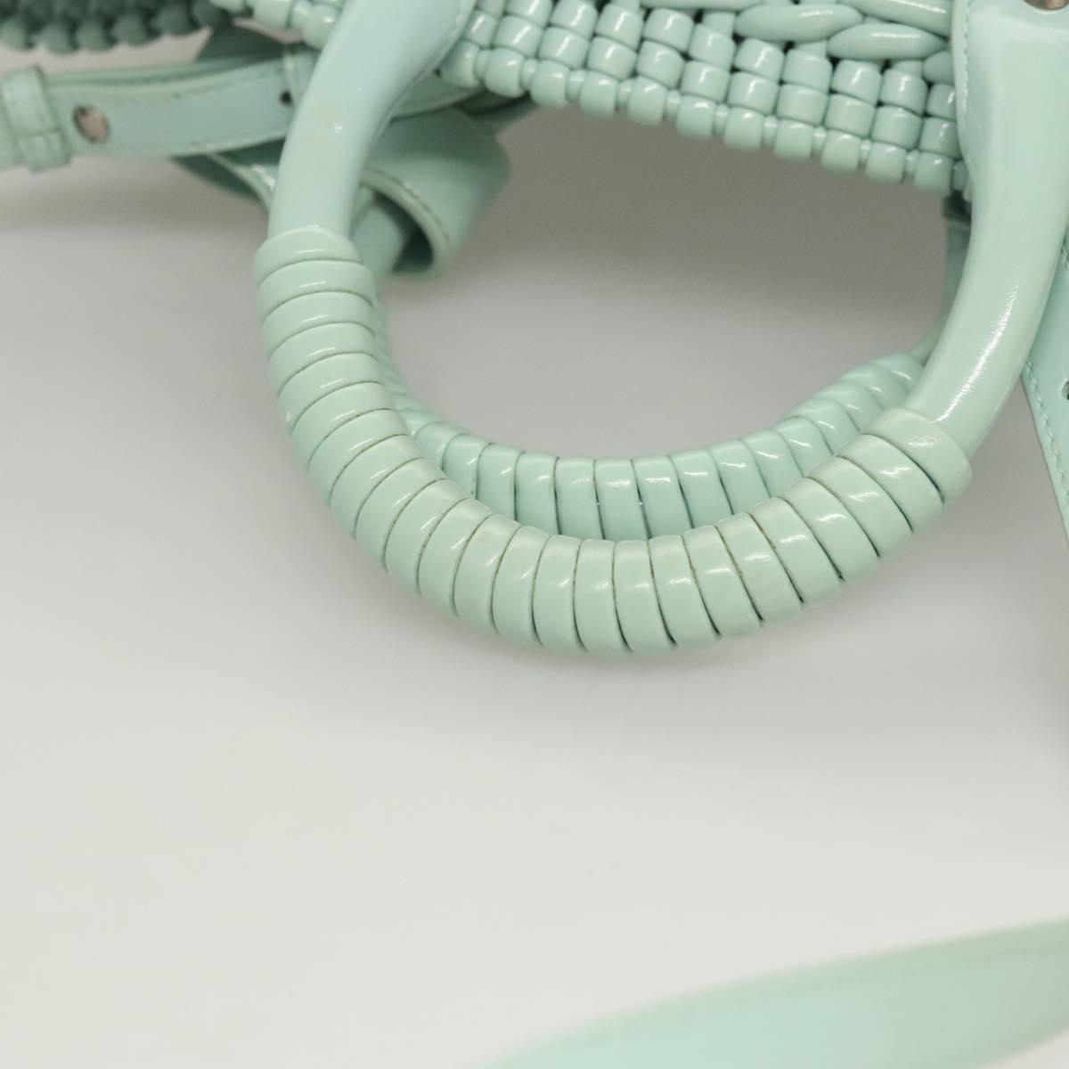 BALENCIAGA Hand Bag Vinyl 2way Green Silver Auth 126258
