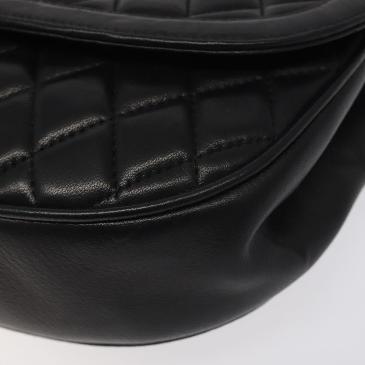 BALLY Chain Shoulder Bag Leather Black Gold Auth 126259