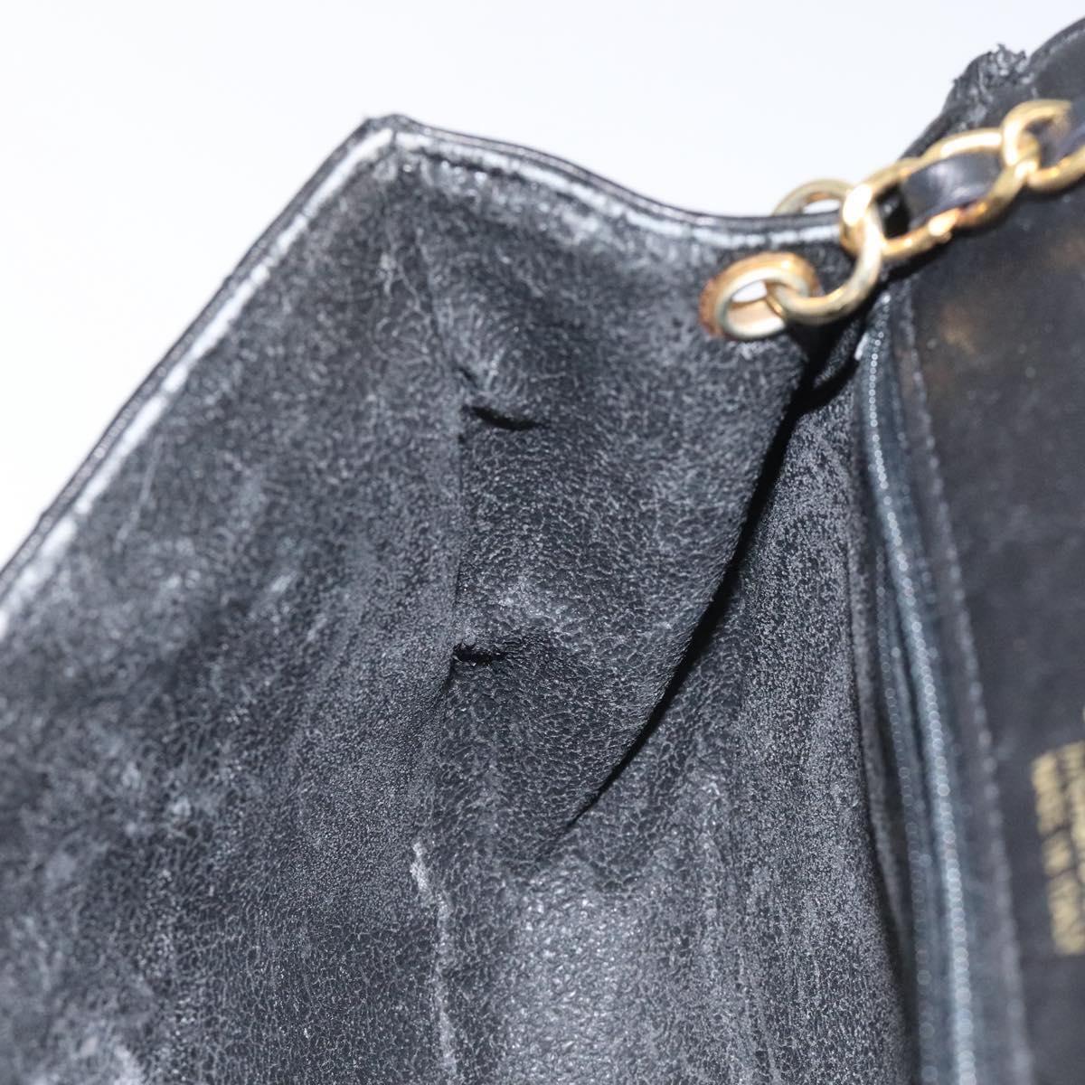 BALLY Chain Shoulder Bag Leather Black Gold Auth 126259