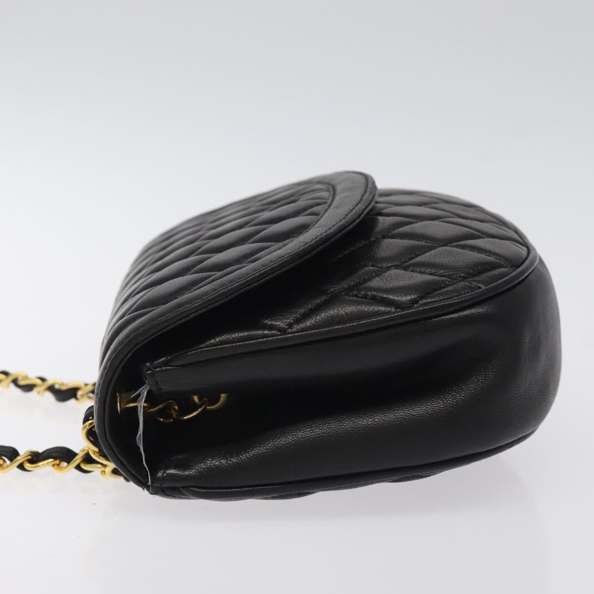 BALLY Chain Shoulder Bag Leather Black Gold Auth 126259
