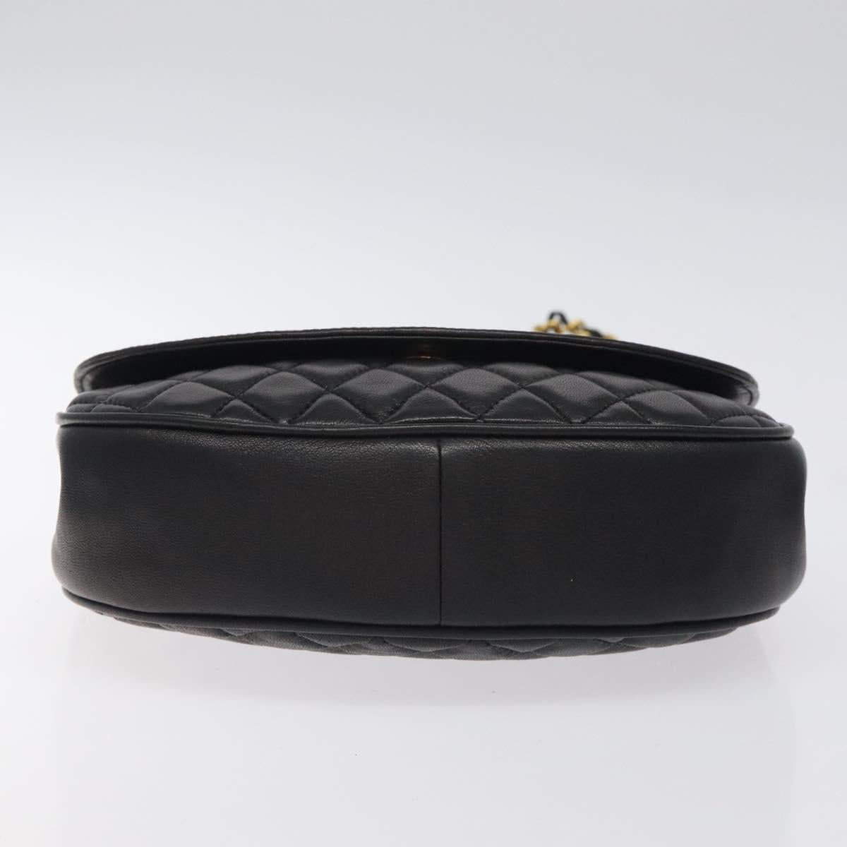 BALLY Chain Shoulder Bag Leather Black Gold Auth 126259