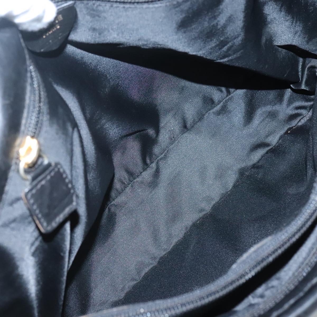 CELINE Tote Bag Nylon Black Gold Auth 126261