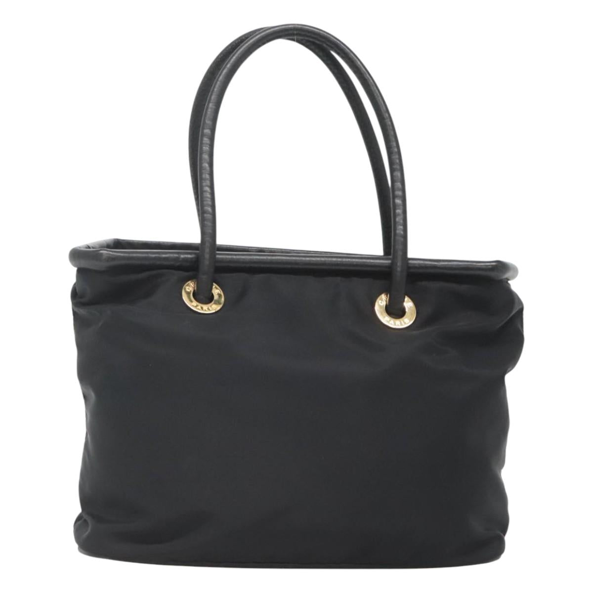 CELINE Tote Bag Nylon Black Gold Auth 126261