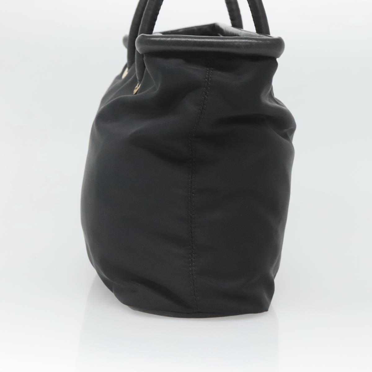 CELINE Tote Bag Nylon Black Gold Auth 126261
