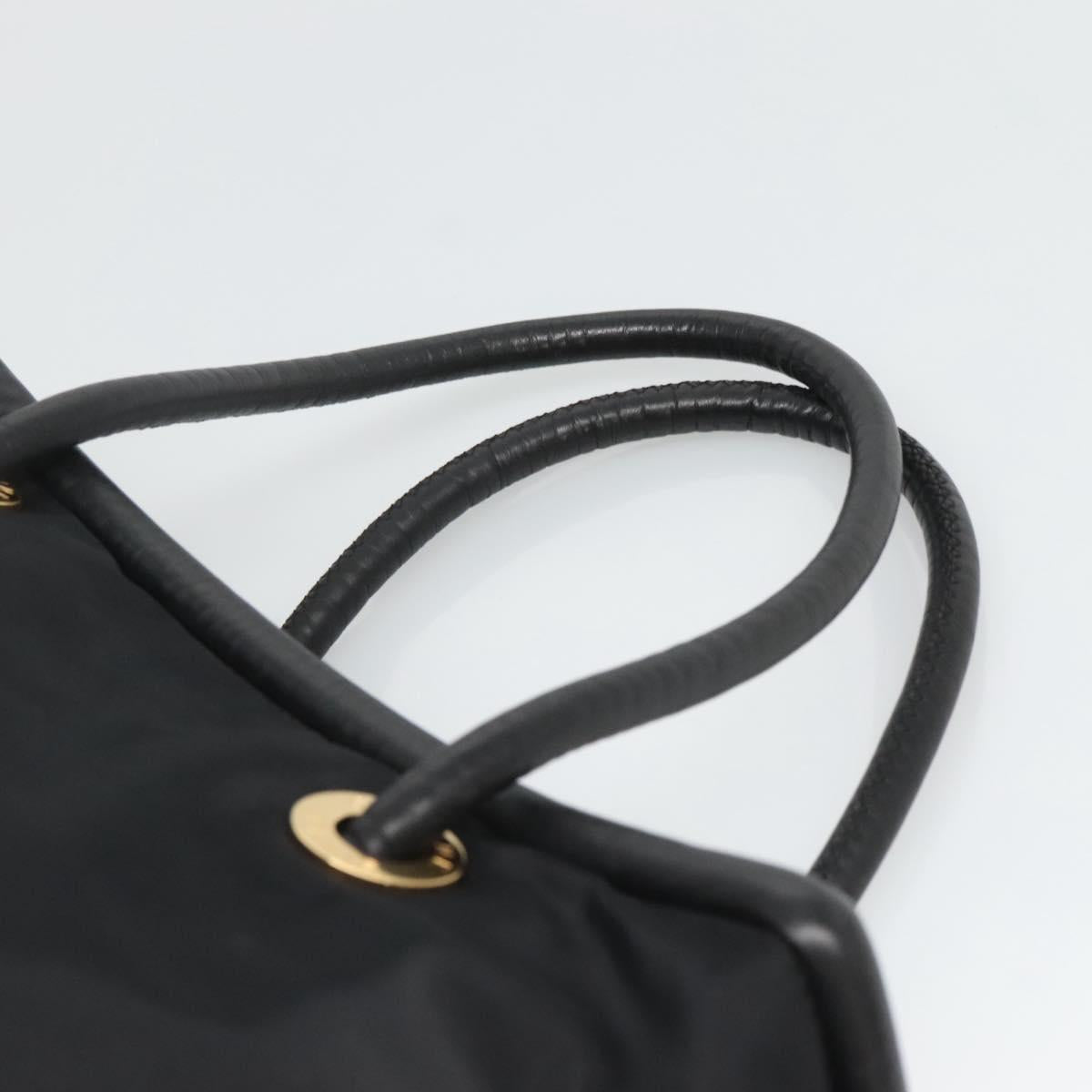 CELINE Tote Bag Nylon Black Gold Auth 126261