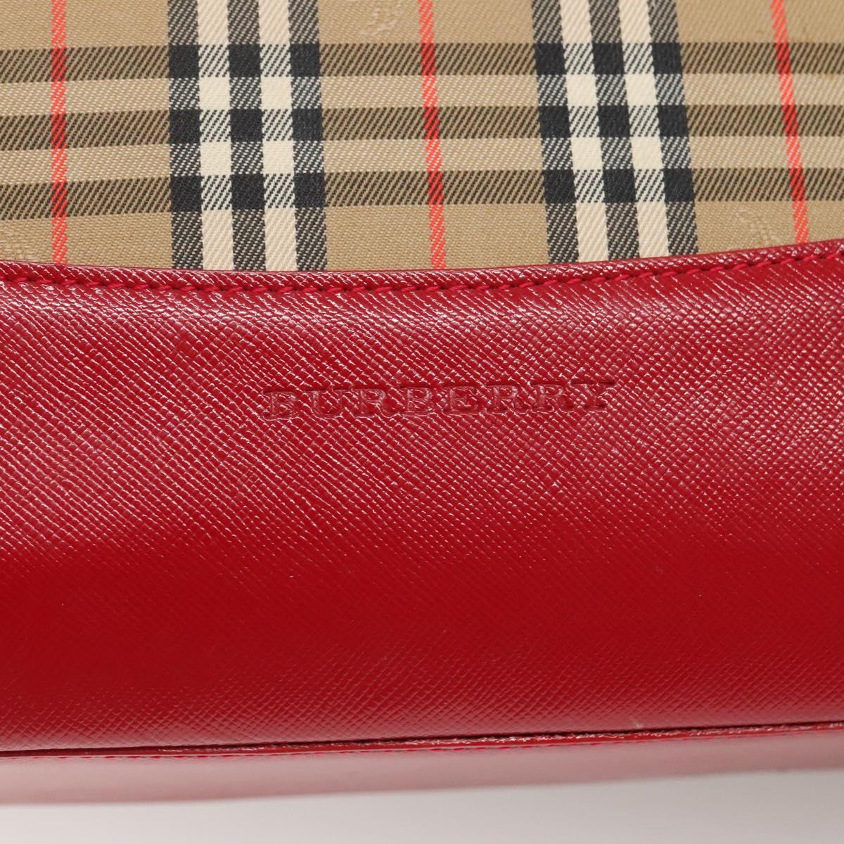 BURBERRY Nova Check Hand Bag Canvas Beige Gold Auth 126264