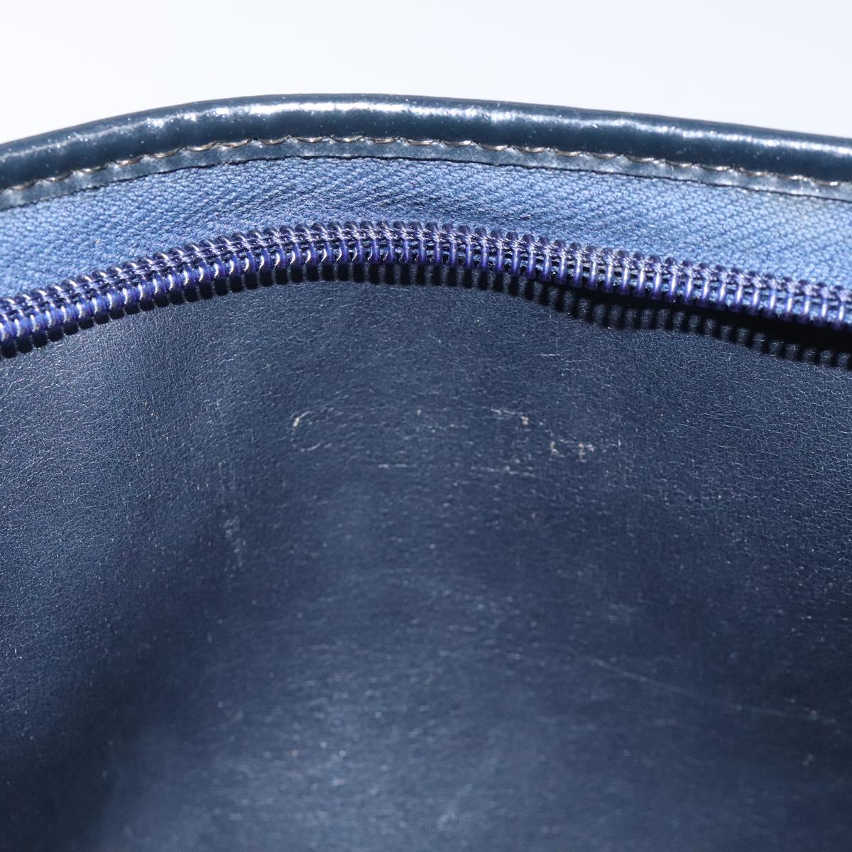 Christian Dior Trotter Canvas Shoulder Bag Navy Gold Auth 126267