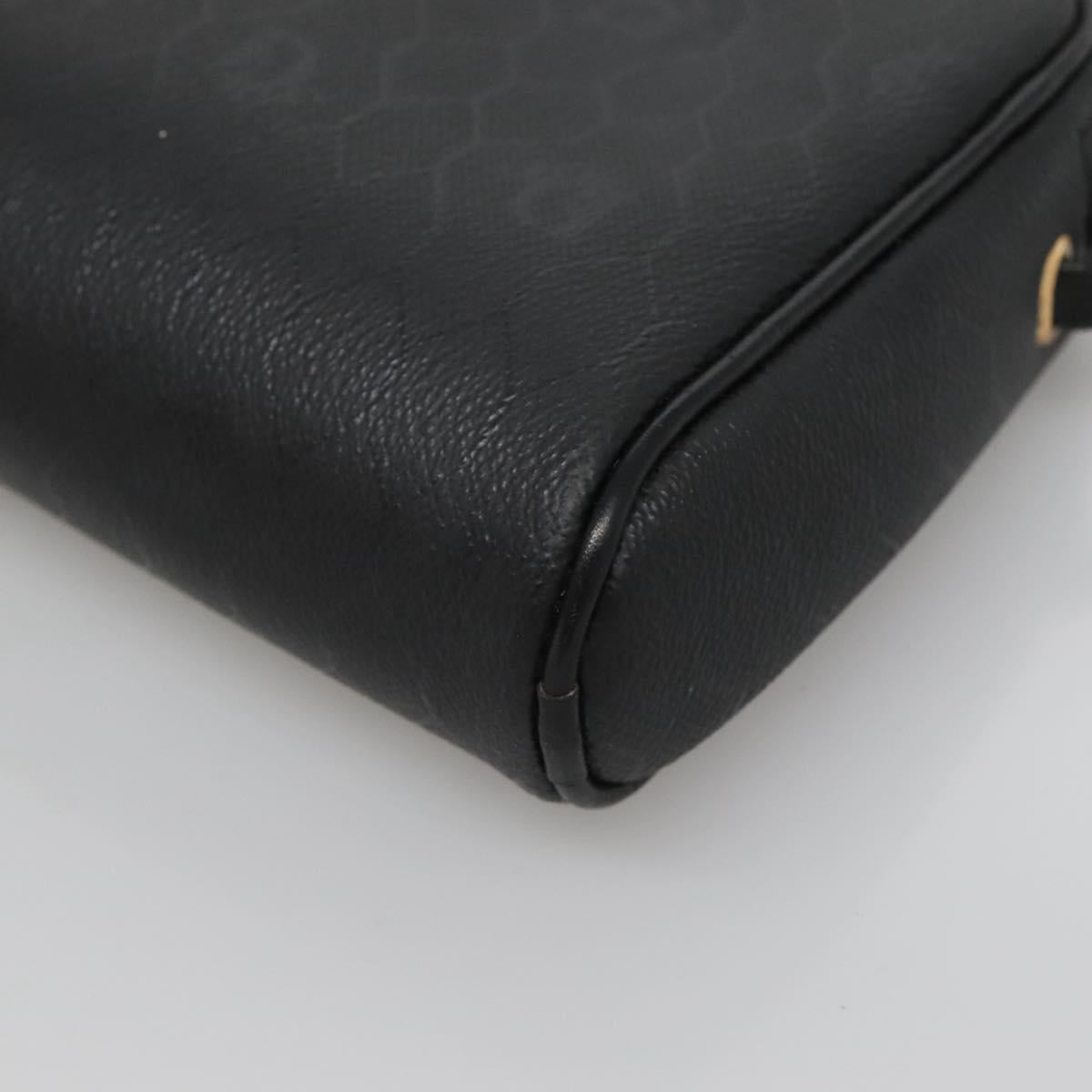 Christian Dior Honeycomb Canvas Shoulder Bag PVC Black Gold Auth 126268