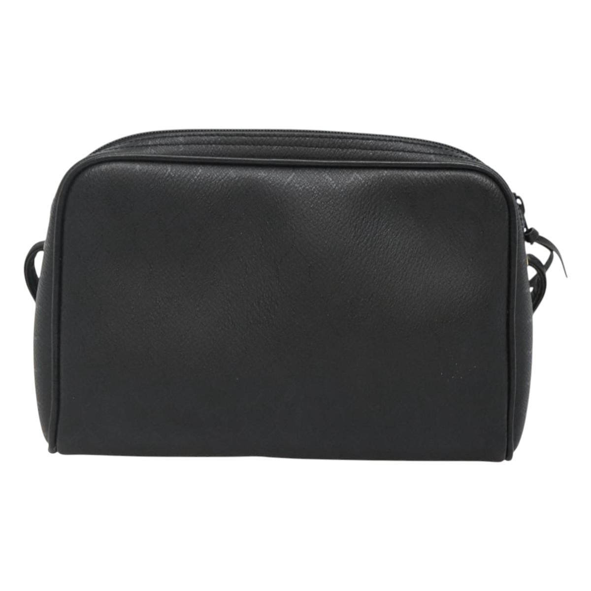 Christian Dior Honeycomb Canvas Shoulder Bag PVC Black Gold Auth 126268