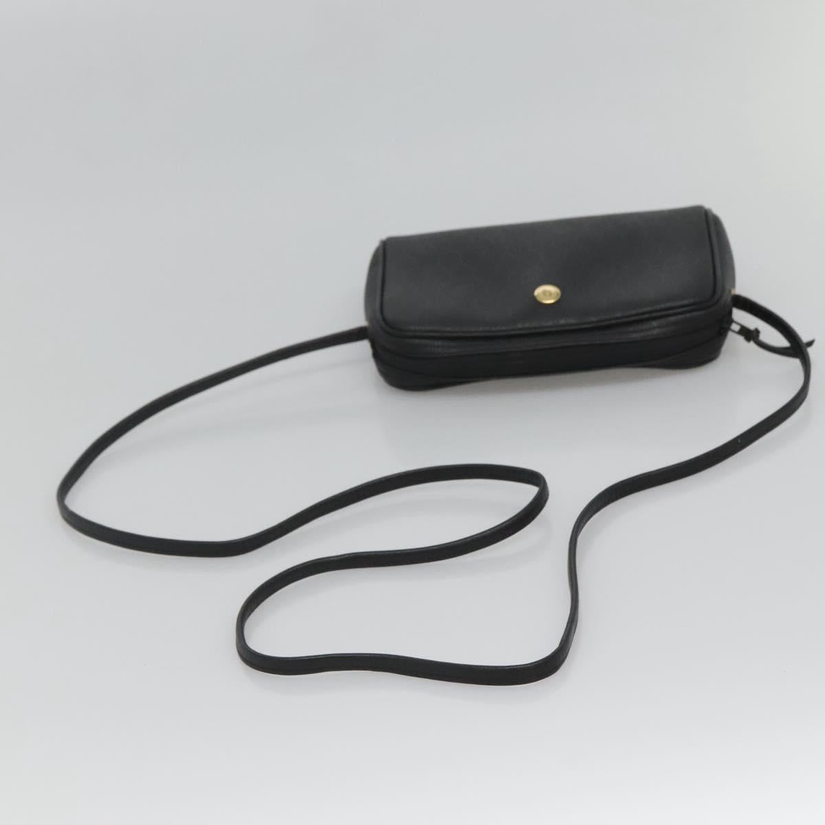 Christian Dior Honeycomb Canvas Shoulder Bag PVC Black Gold Auth 126268