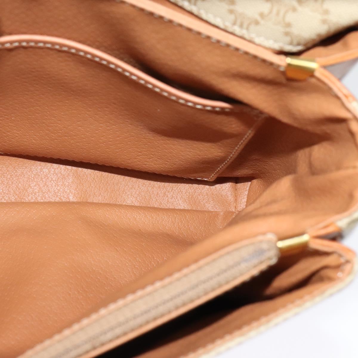 CELINE Macadam Canvas Shoulder Bag PVC Beige Gold Auth 126271