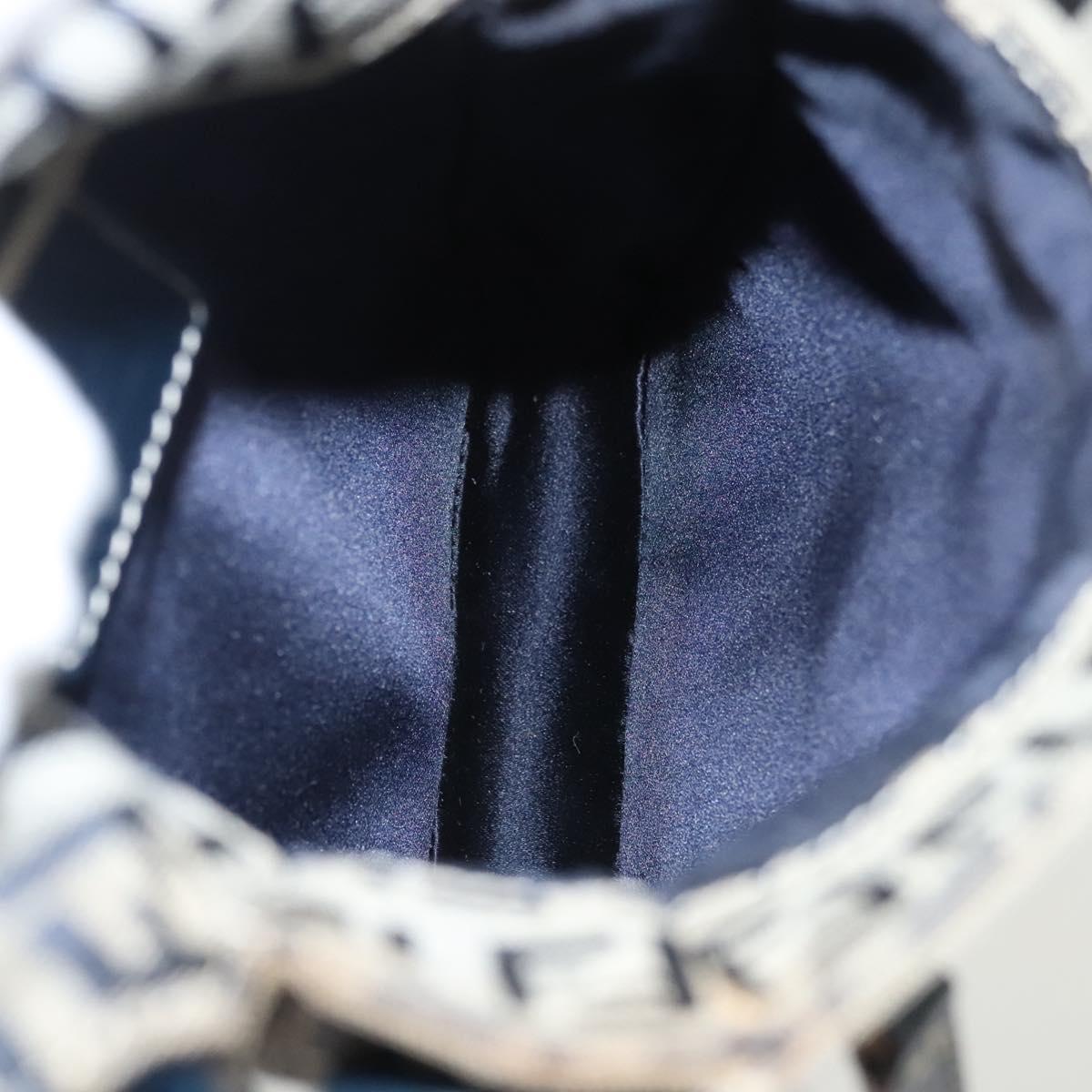 FENDI Zucchino Canvas Shoulder Bag Navy Gold Auth 126273A
