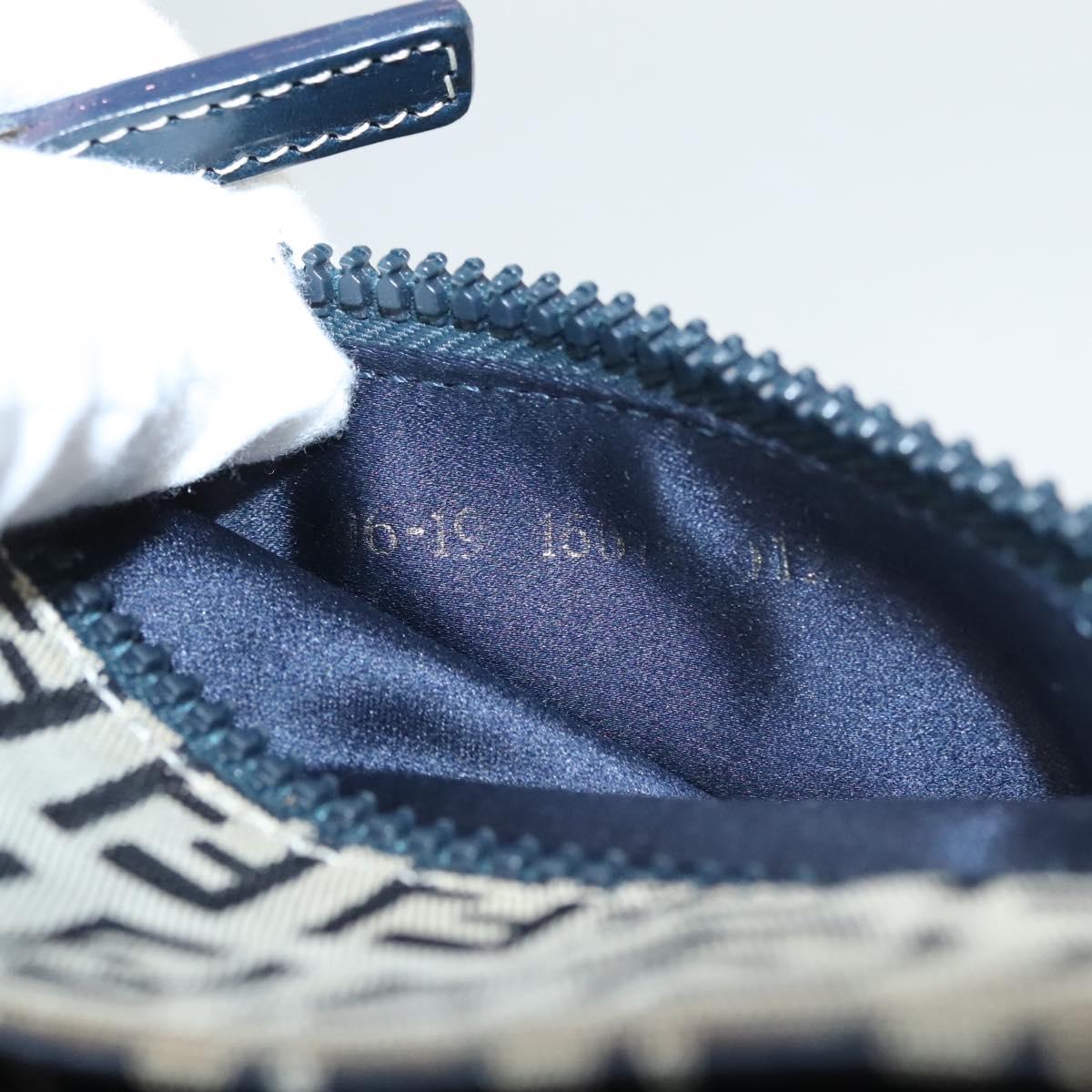 FENDI Zucchino Canvas Shoulder Bag Navy Gold Auth 126273A