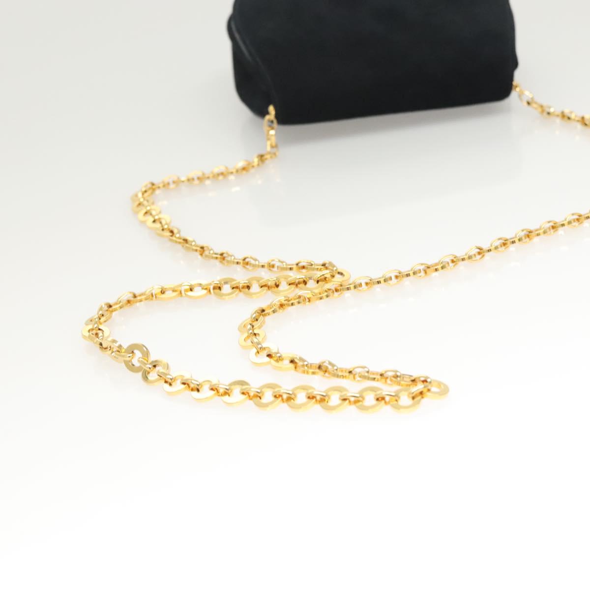 Salvatore Ferragamo Chain Gancini Shoulder Bag Suede Black Gold Auth 126274