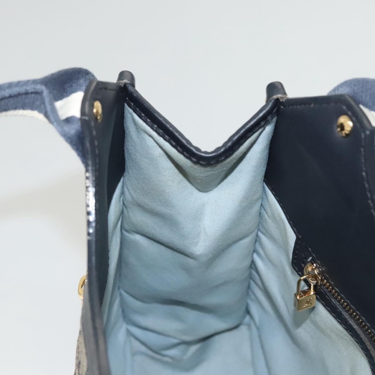 LOUIS VUITTON Monogram Mini Sac Catline Tote Bag Navy M92325 LV Auth 126282