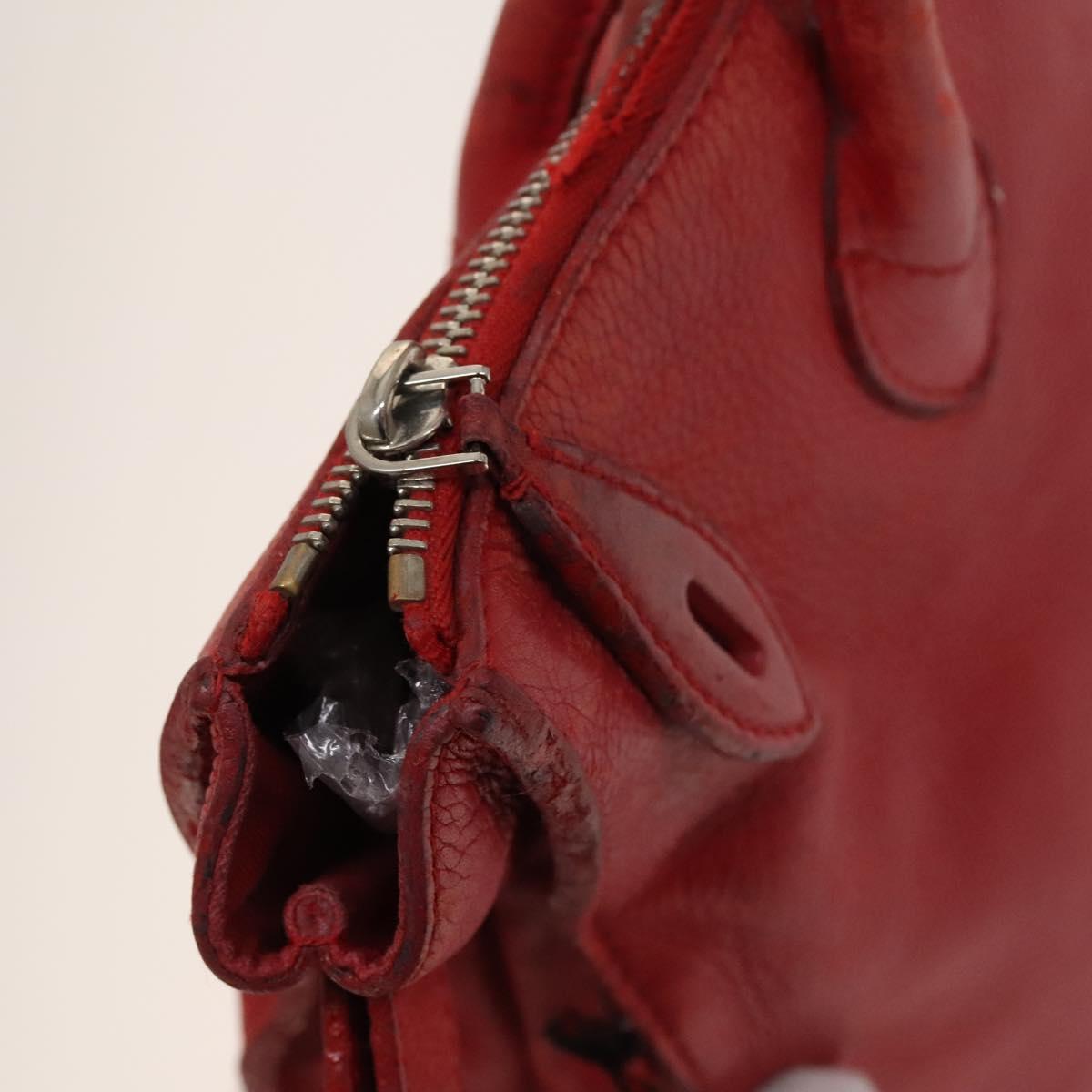 LOUIS VUITTON Hand Bag 2way 2014Stainless Steel Red LV Auth 126285