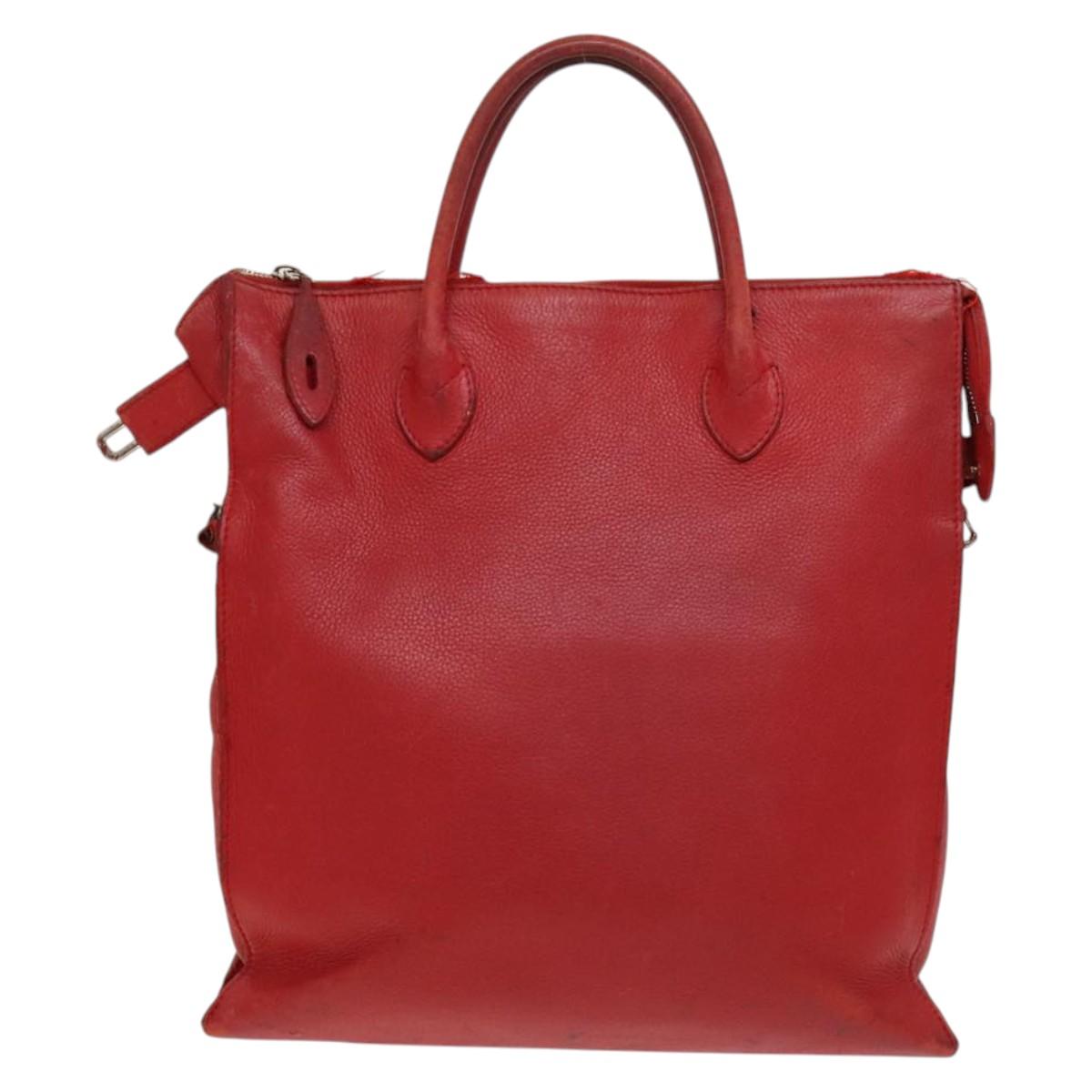 LOUIS VUITTON Hand Bag 2way 2014Stainless Steel Red LV Auth 126285