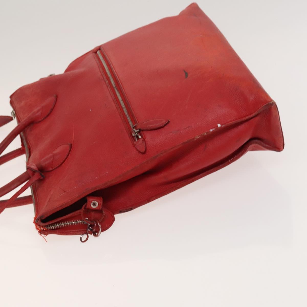 LOUIS VUITTON Hand Bag 2way 2014Stainless Steel Red LV Auth 126285