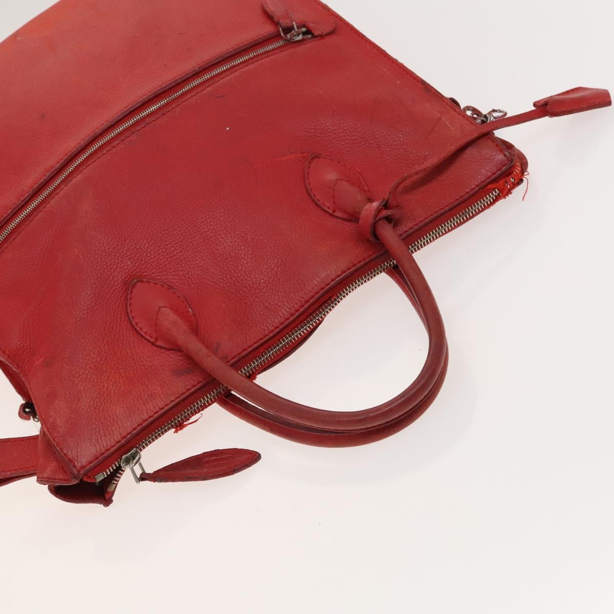 LOUIS VUITTON Hand Bag 2way 2014Stainless Steel Red LV Auth 126285