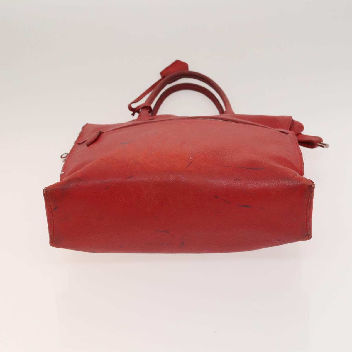 LOUIS VUITTON Hand Bag 2way 2014Stainless Steel Red LV Auth 126285