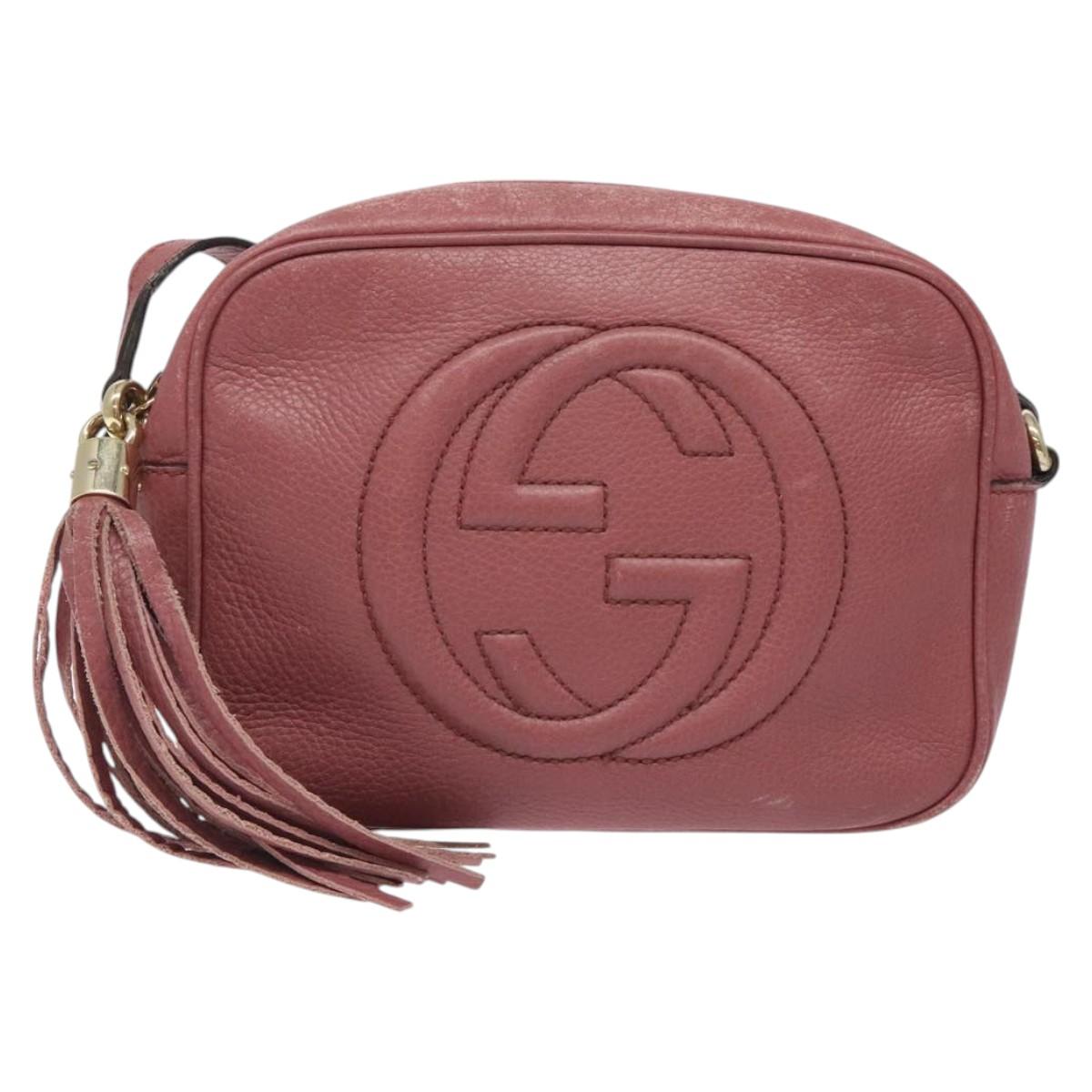 GUCCI Shoulder Bag Leather Pink Gold 308364 Auth 126289
