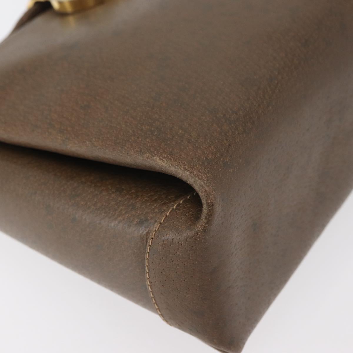 GUCCI Shoulder Bag Leather Brown Gold Auth 126290
