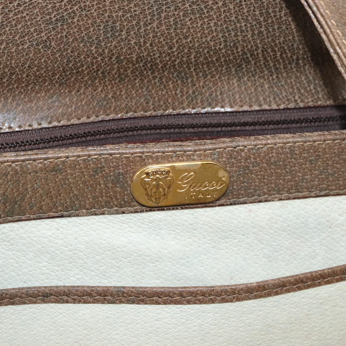 GUCCI Shoulder Bag Leather Brown Gold Auth 126290