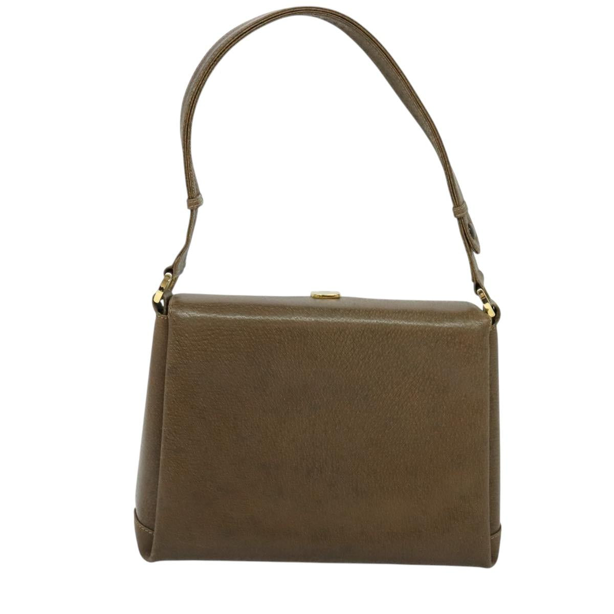 GUCCI Shoulder Bag Leather Brown Gold Auth 126290