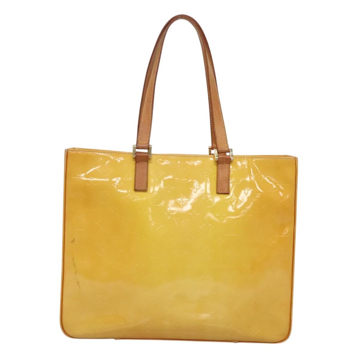 LOUIS VUITTON Monogram Vernis Columbus Tote Bag Lime Yellow M91047 Auth 126315