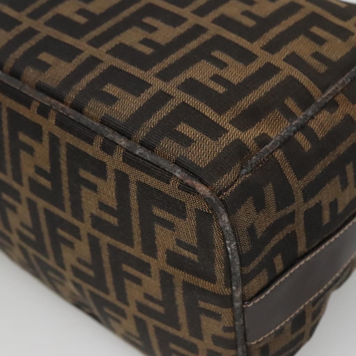 FENDI Zucca Canvas Vanity Pouch Black Brown Gold Auth 126334
