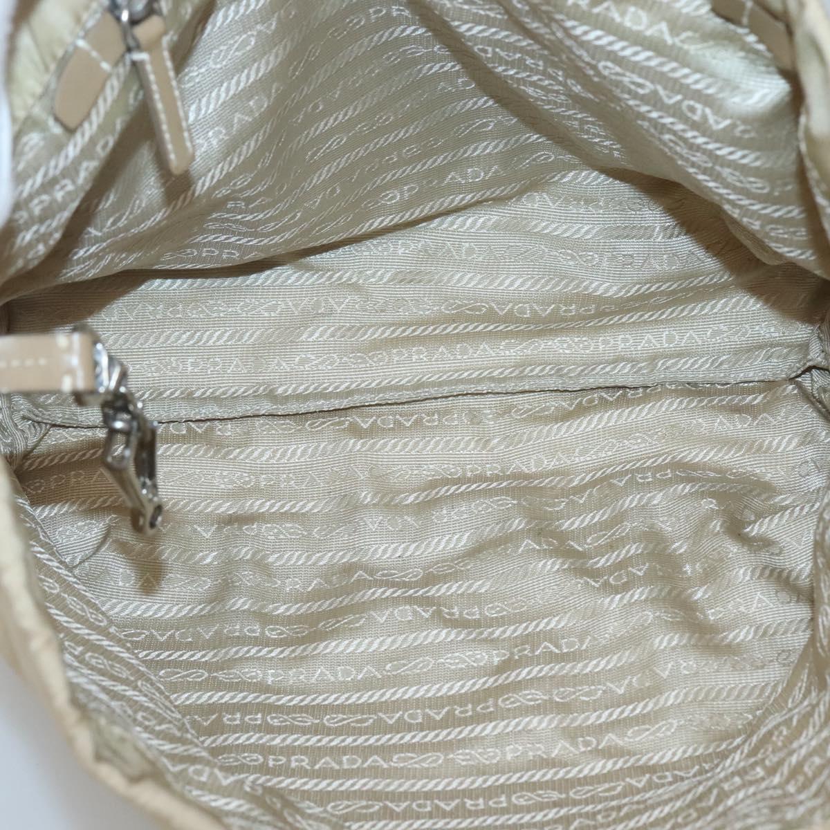 PRADA Hand Bag Nylon Beige Silver Auth 126335