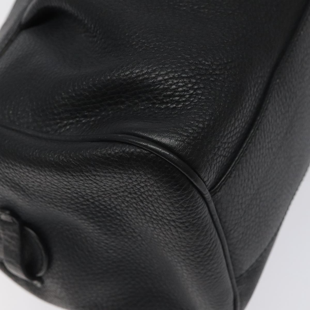 Salvatore Ferragamo Gancini Hand Bag Leather Black Silver Auth 126336