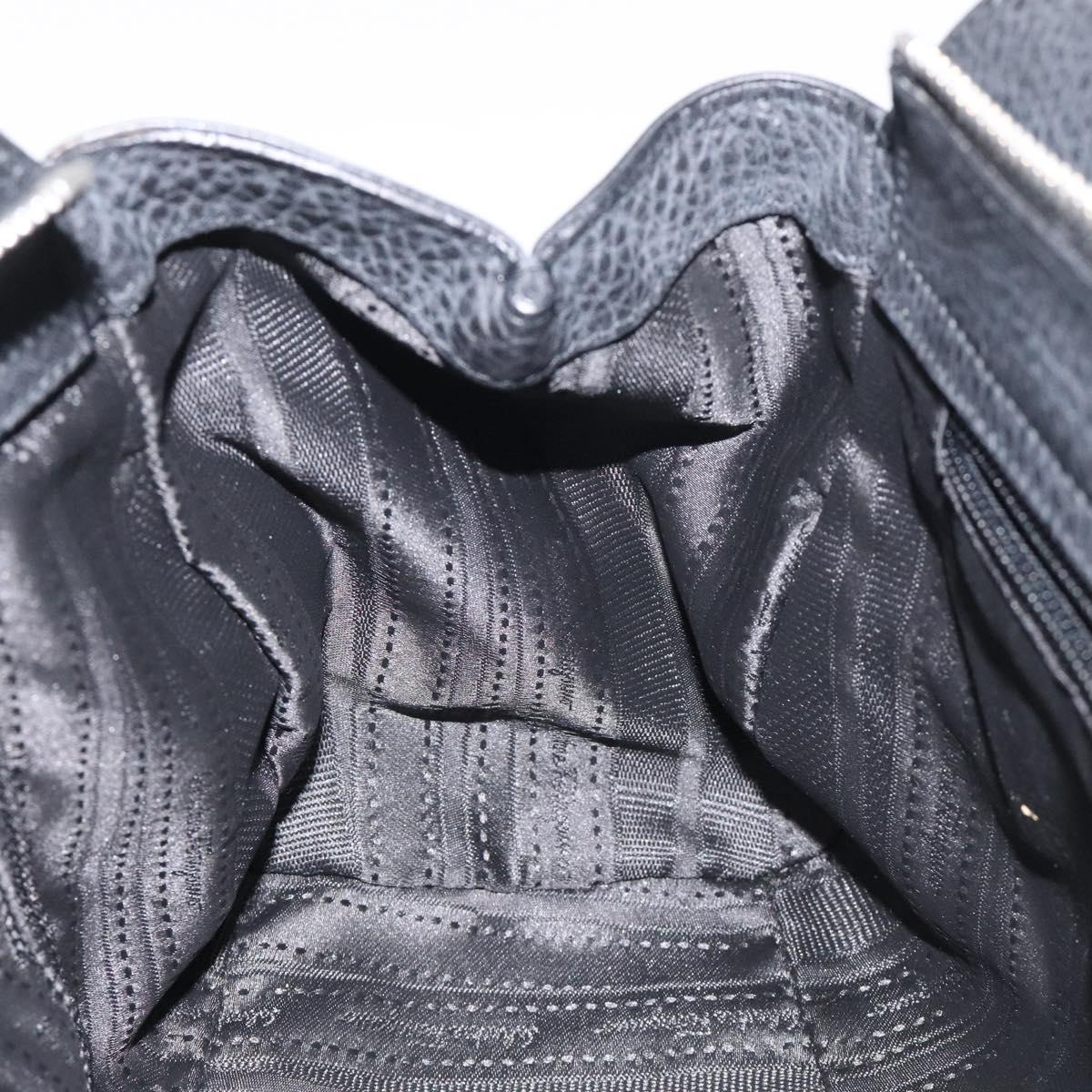 Salvatore Ferragamo Gancini Hand Bag Leather Black Silver Auth 126336