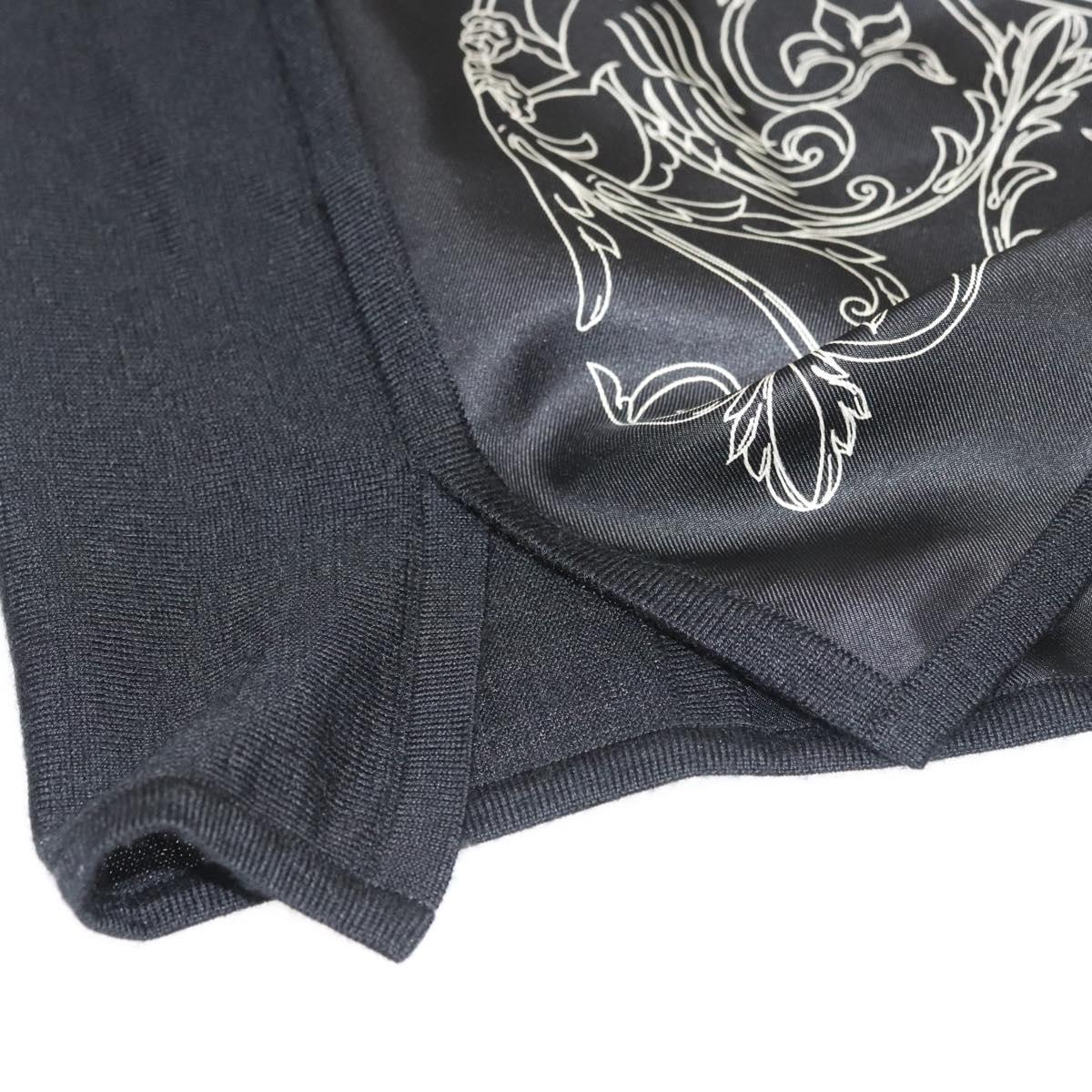 HERMES Tunic Shirt ""DIES ET HORE"" Silk Black Auth 126350