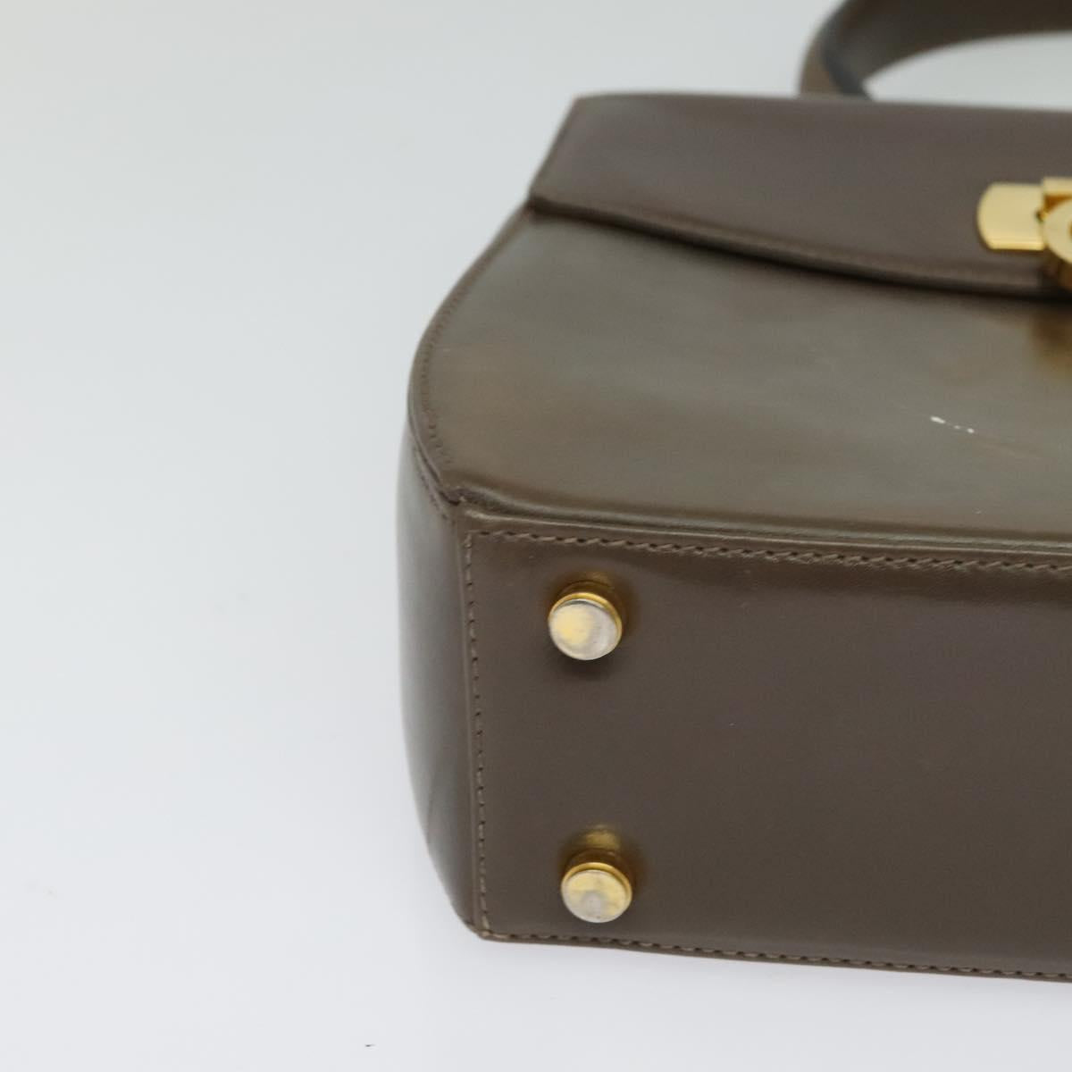 Salvatore Ferragamo Gancini Hand Bag Leather 2way Brown Gold Auth 126367