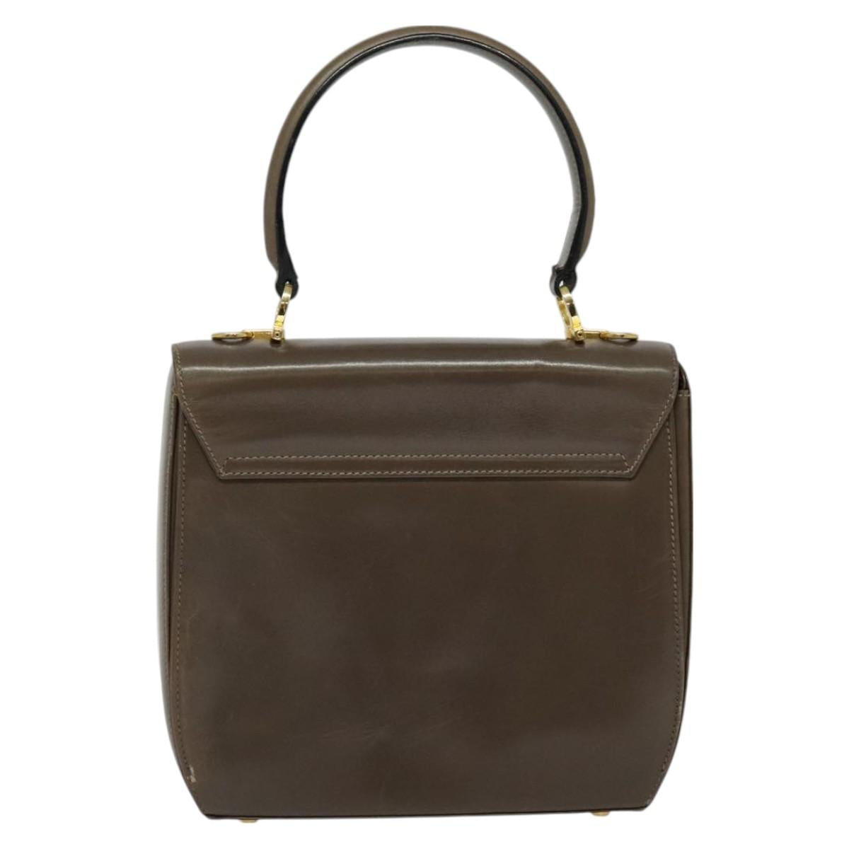 Salvatore Ferragamo Gancini Hand Bag Leather 2way Brown Gold Auth 126367