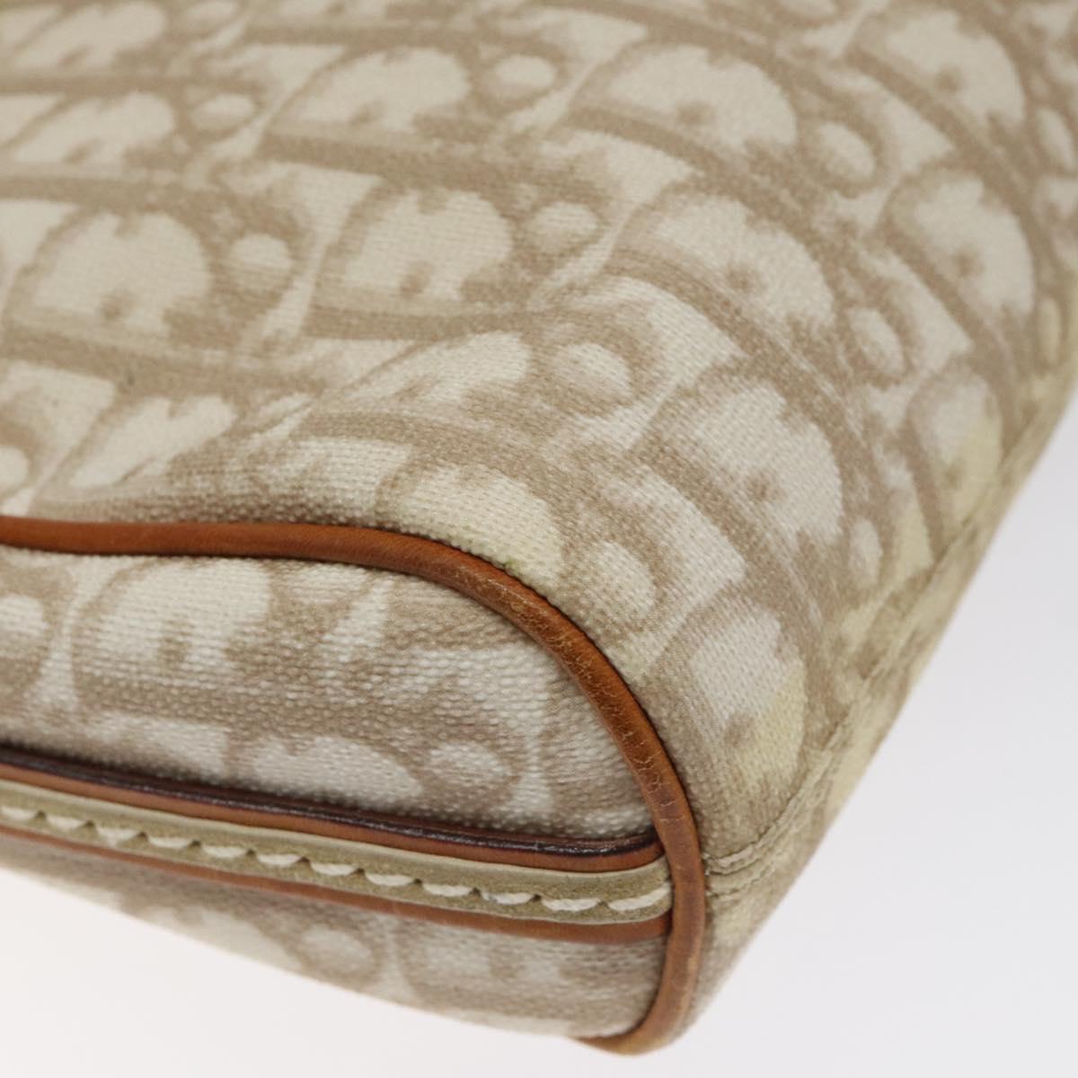 Christian Dior Trotter Canvas Romantic Bag PVC Beige Silver Auth 126372A