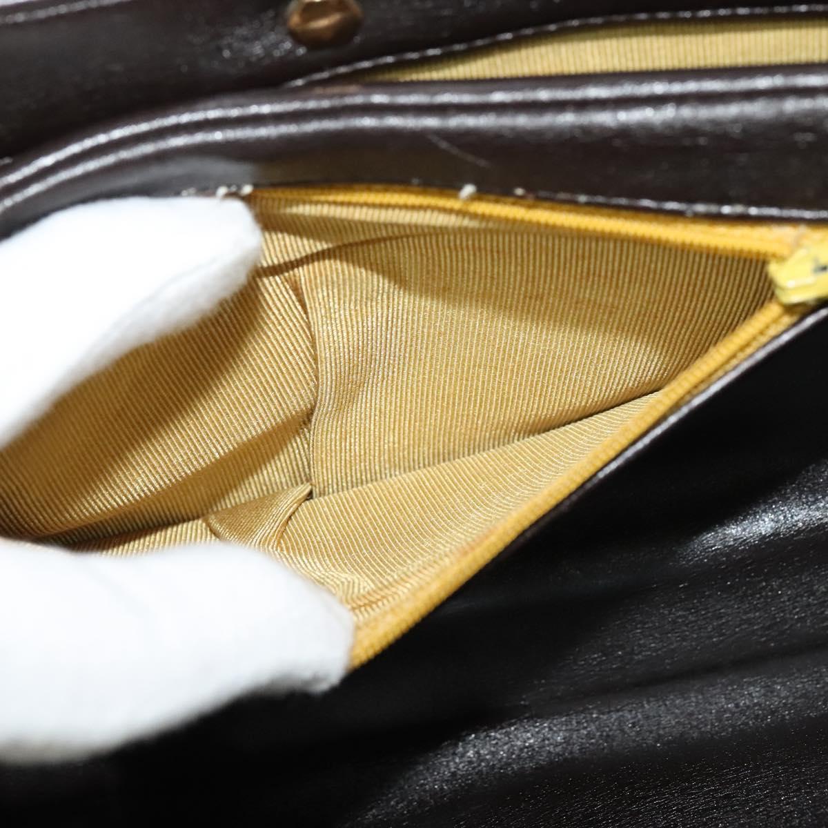 Christian Dior Shoulder Bag Leather Brown Gold Auth 126374